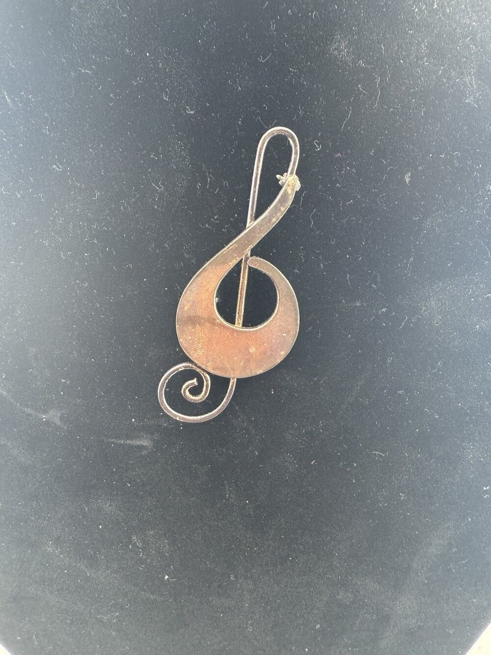Taxco Mexico Sterling Silver 925 Treble Clef Pin Brooch Vintage